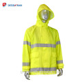 Fluoreszierendes gelbes PVC / Nylon-Material mit hoher Sichtbarkeit Multi-Pocket-Jacke gelb reflektierende Regenmantel heißer Verkauf auf Alibaab